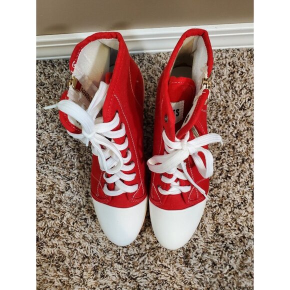 Sports Red & White Sneaker Wedges, Sz 41 - Picture 4 of 10